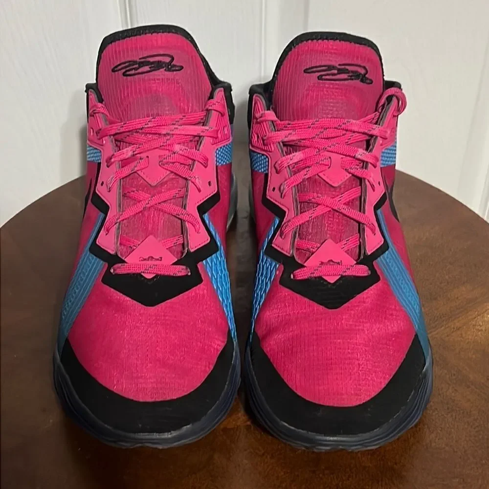 🔥🔥 Nike Lebron XVIII 18 Low Neon Nights Fireberry Black - Men's Sz‎ 11.5 - EUC